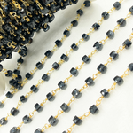 Load image into Gallery viewer, Black Spinel Gold Plated Wire Chain.