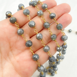 Load image into Gallery viewer, Coated Labradorite Round Gold Plated Wire Chain