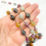 Load image into Gallery viewer, Multi Sapphire Tear Drop Shape Oxidized Wire Chain.