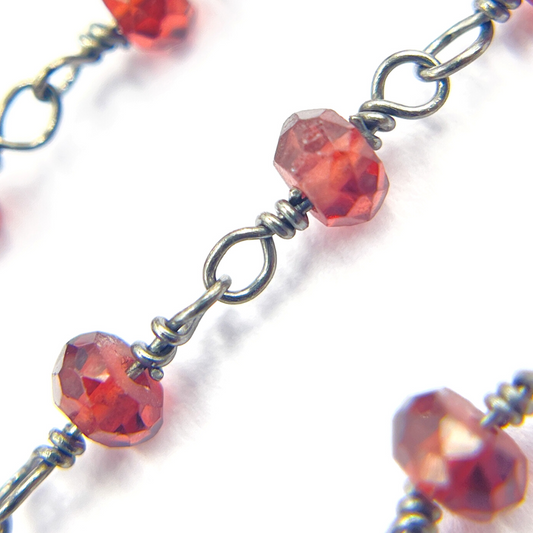 Garnet Gemstone Wire Wrap Chain