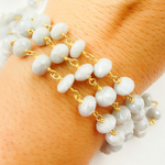 Load image into Gallery viewer, Coated Milky Aquamarine Gold Plated Wire Chain.