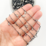Load image into Gallery viewer, Coated Grey Moonstone & CZ Dangle Oxidized Wire Chain.