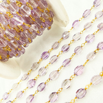Load image into Gallery viewer, Pink Amethyst Oval Gold Plated Wire Chain