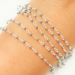 Load image into Gallery viewer, Coated Grey Moonstone 925 Sterling Silver Wire Chain. CMS86