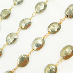 Load image into Gallery viewer, Pyrite Oval Shape Gold Plated Wire Chain