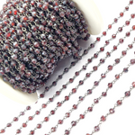 Load image into Gallery viewer, Coated Garnet Moonstone Black Rhodium 925 Sterling Silver Wire Chain