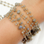 Load image into Gallery viewer, Labradorite Double Gold Plated Connected Wire Chain