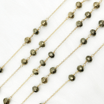 Load image into Gallery viewer, Pyrite Rondel Shape Gold Plated Wire Chain.