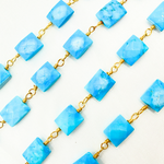 Load image into Gallery viewer, Turquoise Rectangle Shape Gold Plated Wire Chain