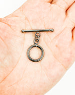 Load image into Gallery viewer, Black Rhodium 925 Sterling Silver Toggle Lock 14mm Round. Toggle10BR