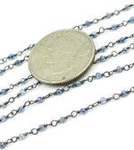 Load image into Gallery viewer, Coated Blue Quartz Wire Wrap Chain. CQU18