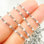 Load image into Gallery viewer, White Moonstone Oxidized Wire Chain.