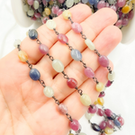 Load image into Gallery viewer, Multi Sapphire Oval Shape Oxidized Wire Chain.