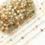 Load image into Gallery viewer, Multi Moonstone Gold Plated 925 Sterling Silver Wire Chain