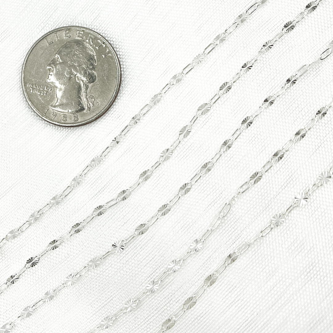Sterling Silver Diamond Cut Marina & Round Cable Link Chain