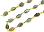 Load image into Gallery viewer, Labradorite Tear Drop Gold Plated 925 Sterling Silver Wire Chain