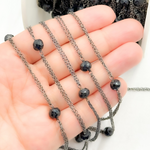 Load image into Gallery viewer, Black Spinel Double Oxidized Connected Wire Chain. BSP30