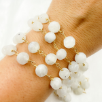 Load image into Gallery viewer, White Rainbow Moonstone Gold Plated Wire Chain. MS54