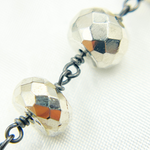 Load image into Gallery viewer, Steel Pyrite Faceted Rondel Oxidized Wire Chain.