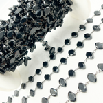 Load image into Gallery viewer, Black Spinel Oval Shape Oxidized Wire Chain