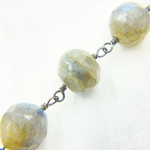 Load image into Gallery viewer, Coated Labradorite Round Shape Oxidized Wire Chain