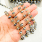Load image into Gallery viewer, Coated Labradorite Rondel Smooth Gold Plated Wire Chain.