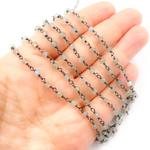 Load image into Gallery viewer, Coated Moonstone Black Rhodium 925 Sterling Silver Wire Chain