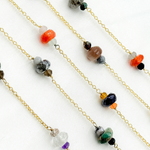 Load image into Gallery viewer, Multi Gemstone Gold Plated Connected Wire Chain.