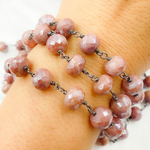 Load image into Gallery viewer, Coated Peach Quartz Oxidized Wire Chain