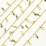 Load image into Gallery viewer, Steel Pyrite Drop & CZ Pear Shape Dangle Oxidized Wire Chain. PYR30