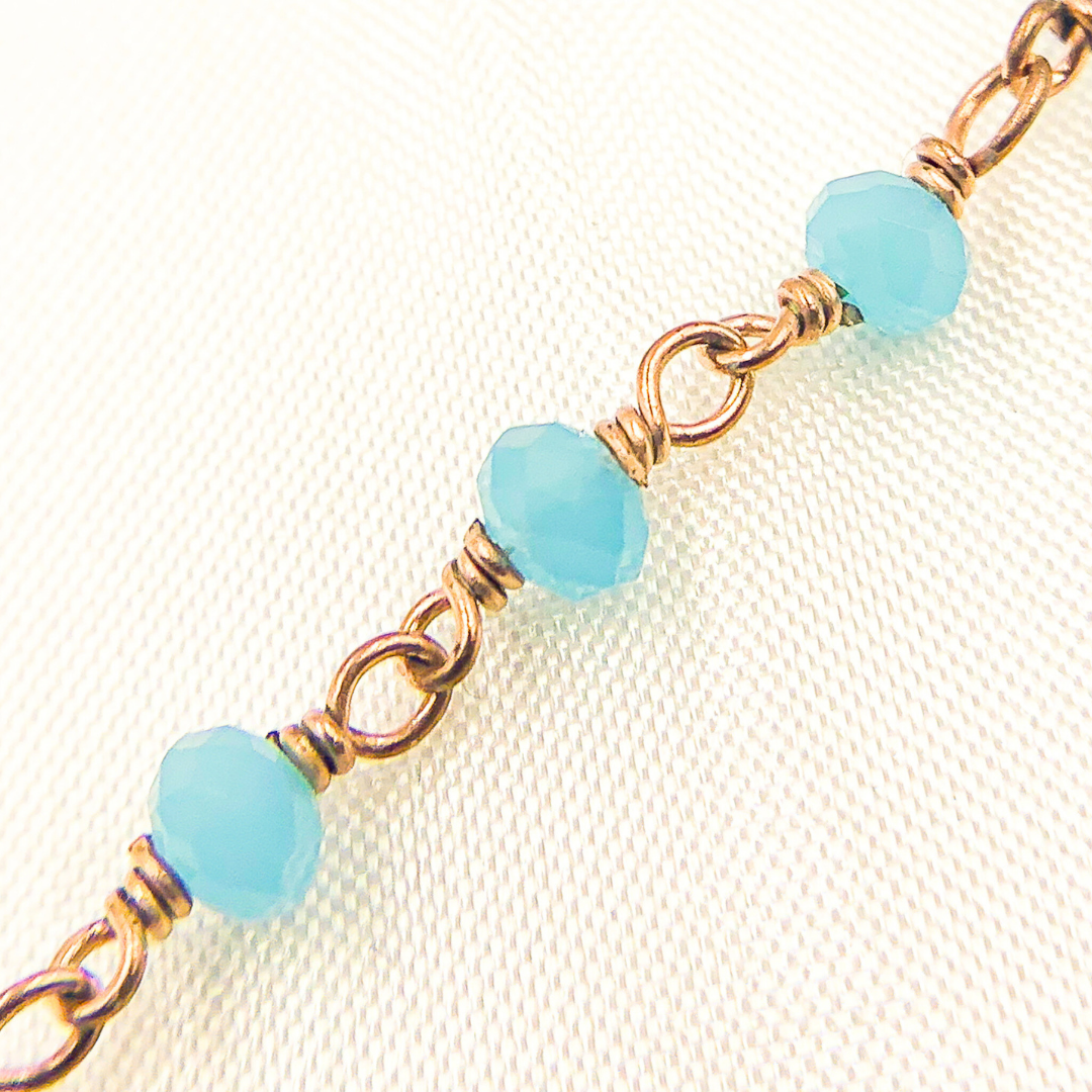 Blue Chalcedony Rose Gold Plated Wire Chain