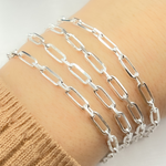 Load image into Gallery viewer, 925 Sterling Silver Paperclip Diamond Cut Link Chain