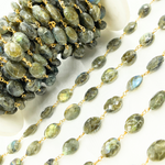 Load image into Gallery viewer, Labradorite Oval Shape Gold Plated Wire Chain