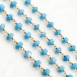 Load image into Gallery viewer, Turquoise Rondel Shape Gold Plated Wire Chain.