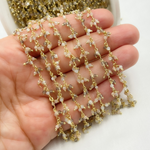 Load image into Gallery viewer, Multi Moonstone Cluster Dangle Gold Plated Wire Chain