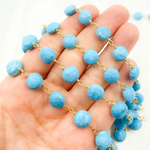 Load image into Gallery viewer, Turquoise Coin Shape Gold Plated Wire Chain