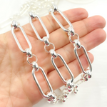 Load image into Gallery viewer, 925 Sterling Silver Hollow Paperclip and Rolo Link Chain.