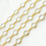 Load image into Gallery viewer, Crystal Round Shape Bezel Gold Plated Wire Chain.