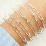 Load image into Gallery viewer, 925 Sterling Silver Hammered Paperclip Link Chain.