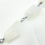 Load image into Gallery viewer, White Moonstone Organic Shape Oxidized Wire Chain.