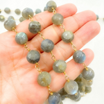 Load image into Gallery viewer, Labradorite Round Shape Gold Plated Wire Chain