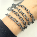 Load image into Gallery viewer, Black Rhodium Matt Sterling Silver Smooth Cable Link Chain