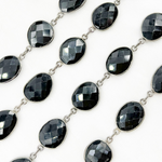 Load image into Gallery viewer, Black Spinel Organic Shape Bezel Oxidized Wire Chain