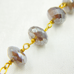 Load image into Gallery viewer, Coated Taupe Moonstone Gold Plated Wire Chain.