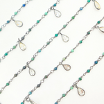 Load image into Gallery viewer, Chrysocolla & CZ Dangle Oxidized Wire Chain