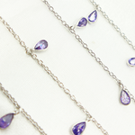 Load image into Gallery viewer, Purple Color Cubic Zirconia Pear Shape Dangle Chain
