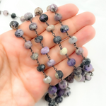 Load image into Gallery viewer, Charoite Oxidized 925 Sterling Silver Wire Chain