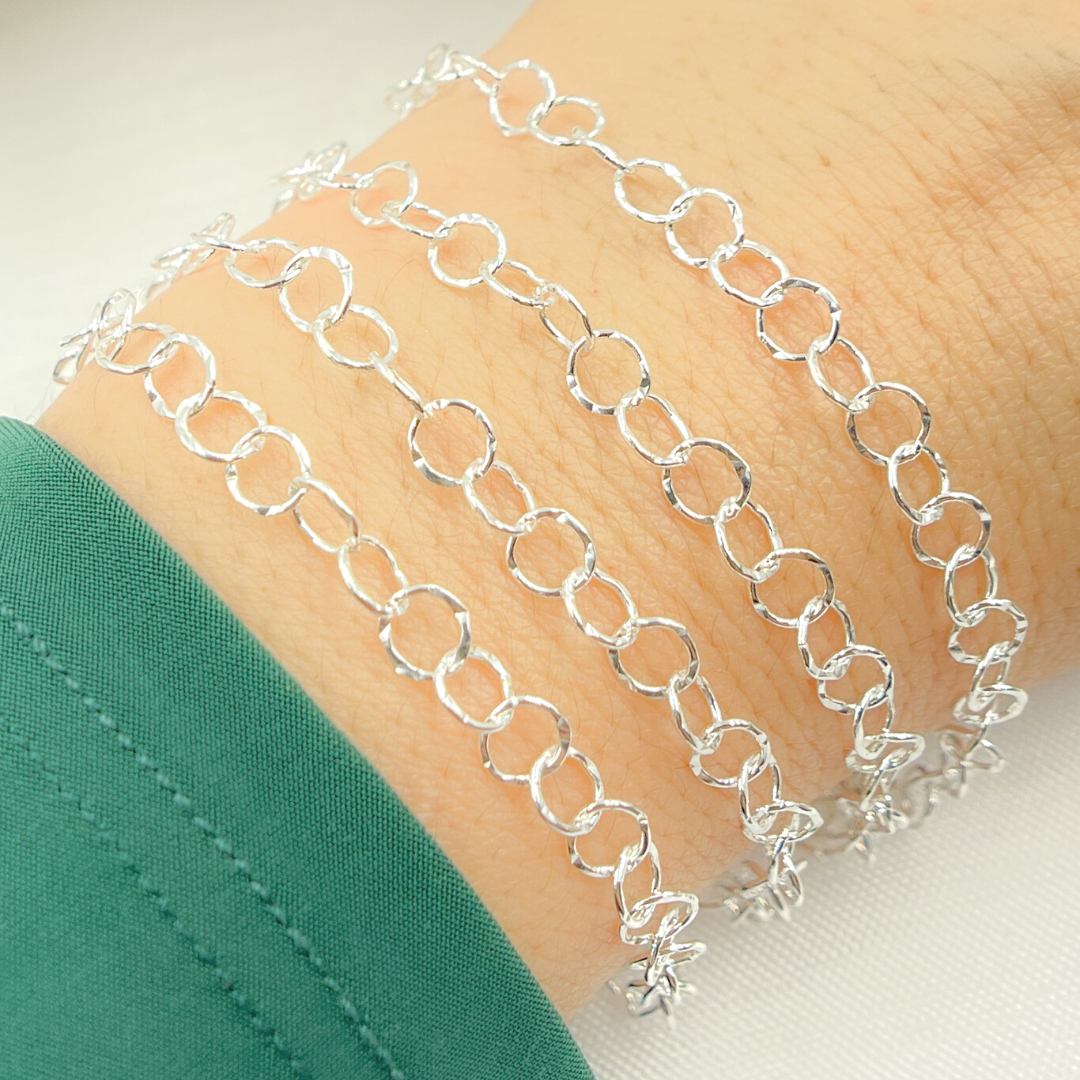 Sterling Silver Hammered Circle Chain
