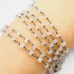 Load image into Gallery viewer, Pink Chalcedony Black Rhodium 925 Sterling Silver Wire Chain
