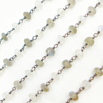 Load image into Gallery viewer, Labradorite & White Rainbow Moonstone Oxidized Wire Chain.